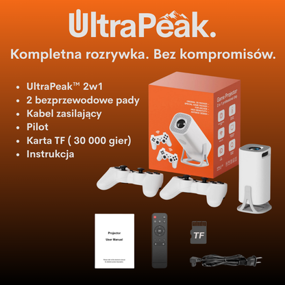 UltraPikselz™ - Gamingowy Projektor Retro (30 000 gier) + 2 Pady
